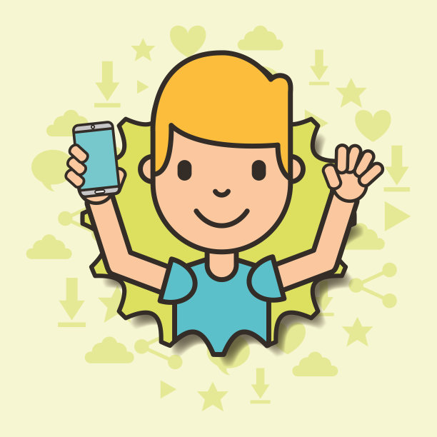 拿着纸边破了的智能手机的男孩图片下载