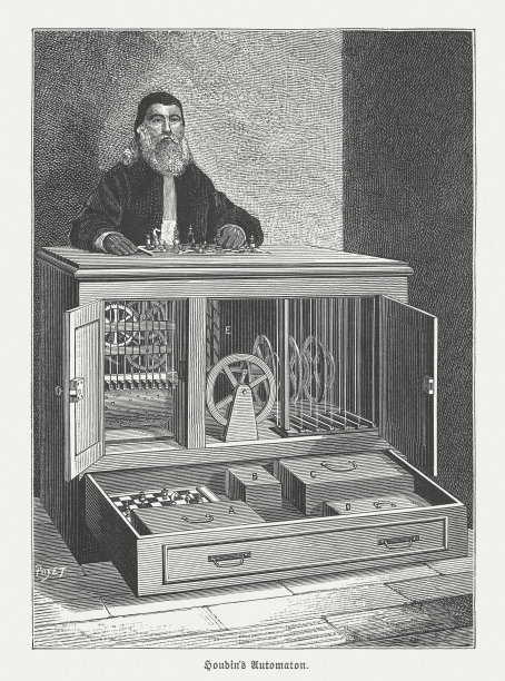 罗伯特-乌丁(1805-1871)的自动棋手，木刻，1888年出版图片下载