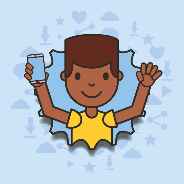 拿着纸边破了的智能手机的男孩图片下载