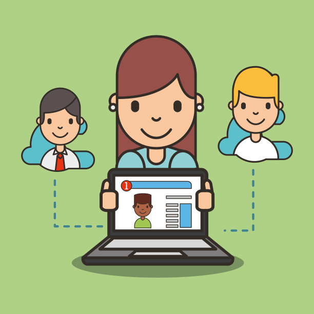 社交媒体女孩和她的朋友在网上聊天图片下载