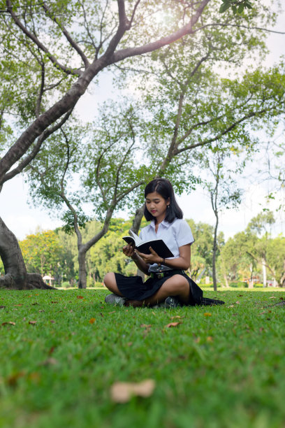 泰国大学生在公园里学习图片下载