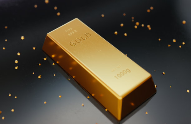 堆叠的金条，金锭背景，3D渲染素材图片