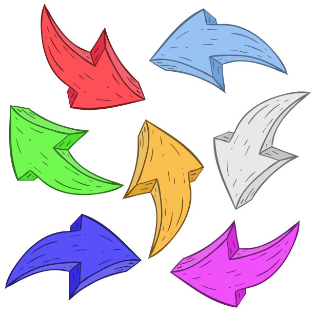 颜色的箭头。手绘草图图片下载