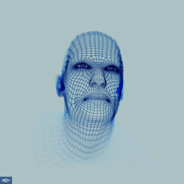人脸正面3D几何矢量插画图片下载