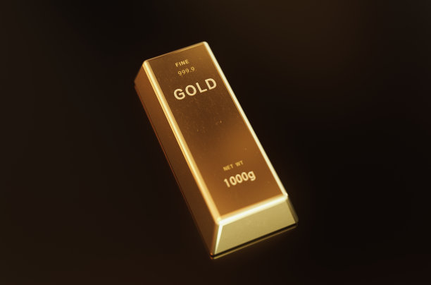 堆叠的金条，金锭背景，3D渲染素材图片