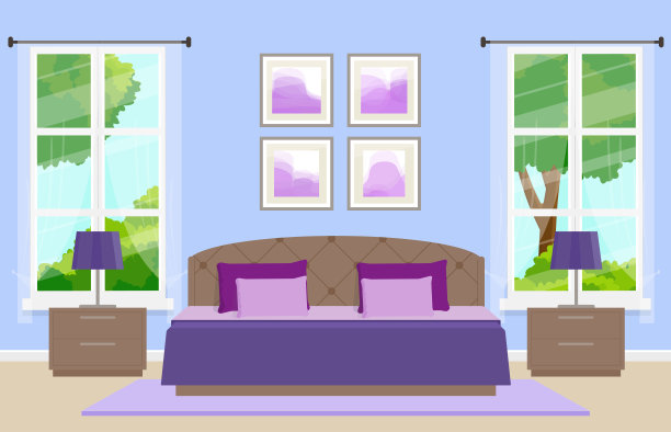 卧室内。矢量图素材图片