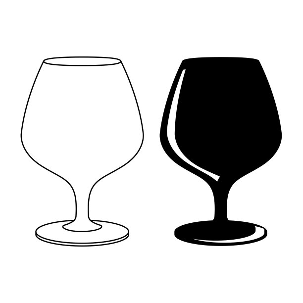 白兰地酒杯黑白图标图片下载