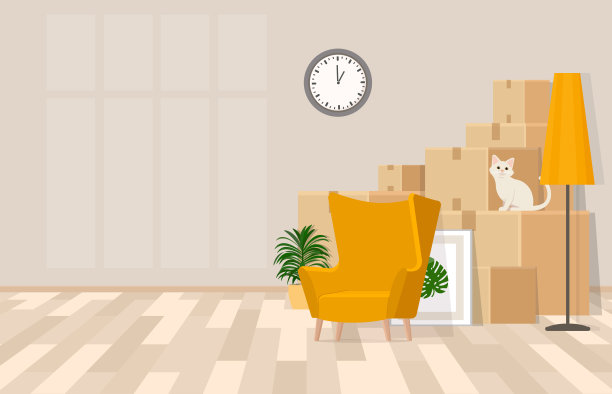 房间在移动的过程中。矢量图素材图片