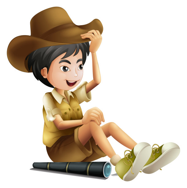 带着望远镜的游猎男孩素材图片