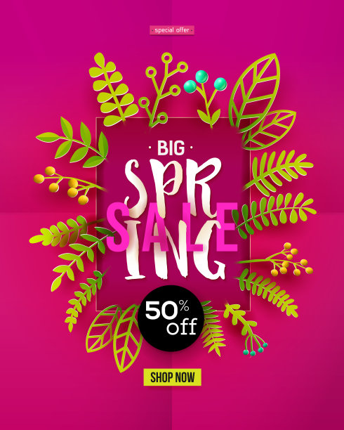 紫色的春季促销卡图片下载