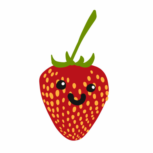 草莓卡通涂鸦微笑脸矢量插画图片下载