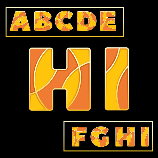 橙色搪瓷马赛克宝石风格的字体设计。图片下载