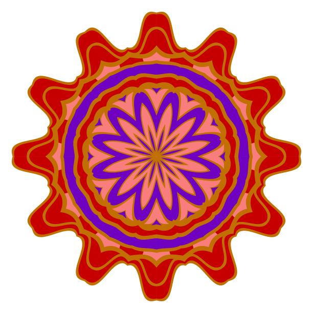 花曼荼罗。装饰元素。向量幻想插图。紫色渐变的颜色图片下载