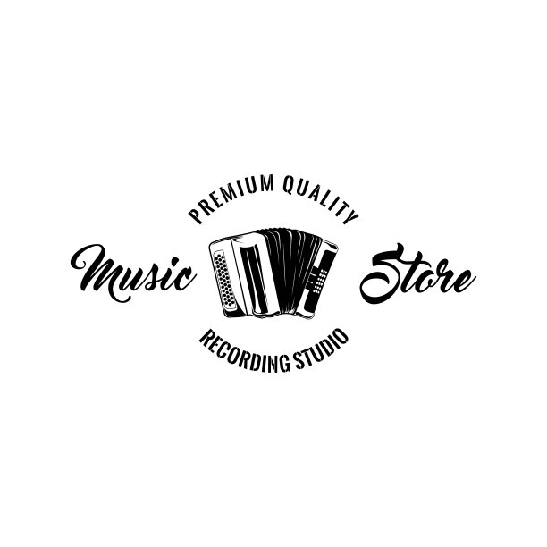古典手风琴图标。音乐商店标签。录音室。向量。图片下载