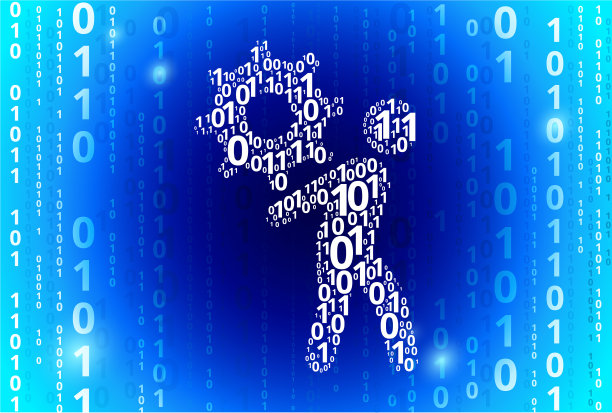 携带齿轮二进制代码蓝色矢量模式背景图片下载