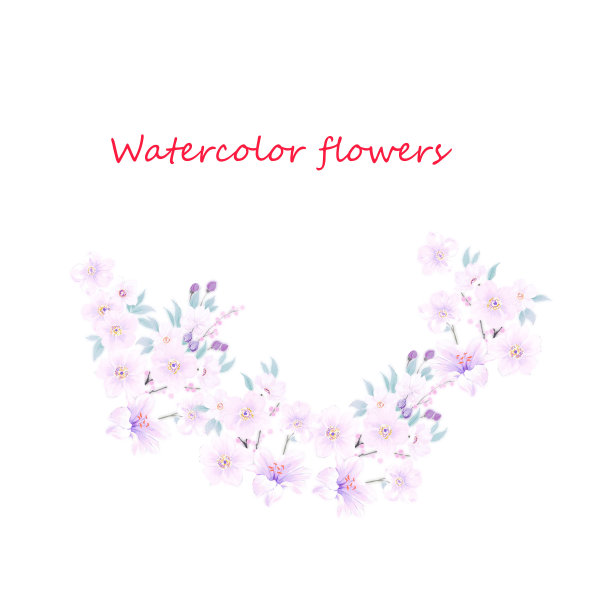 浅紫色水彩花素材图片