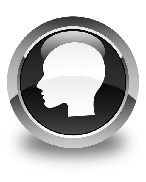 头像女人脸上有光泽的黑色圆形按钮图片下载