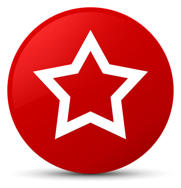 星形图标红色圆形按钮图片下载