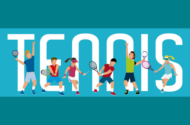 带有球员的网球横幅图片下载