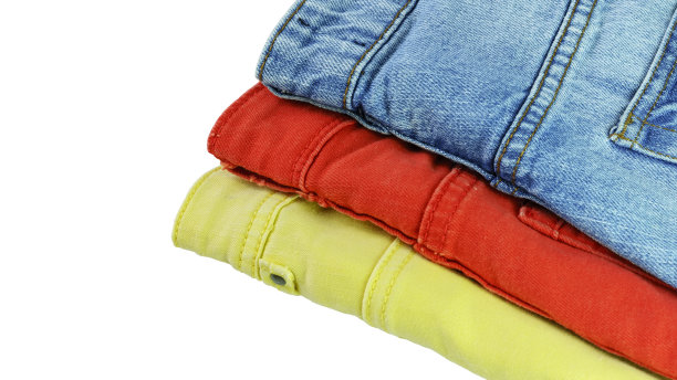 彩色牛仔布或牛仔裤裤子孤立在白色背景图片下载