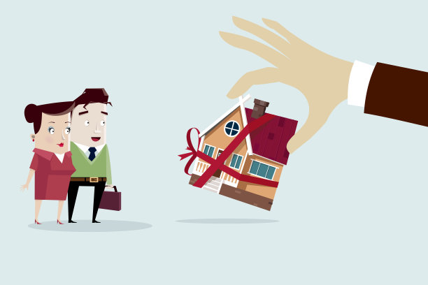 一对夫妇得到一所新房子作为礼物图片下载