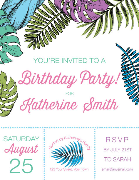 热带植物邀请模板图片下载