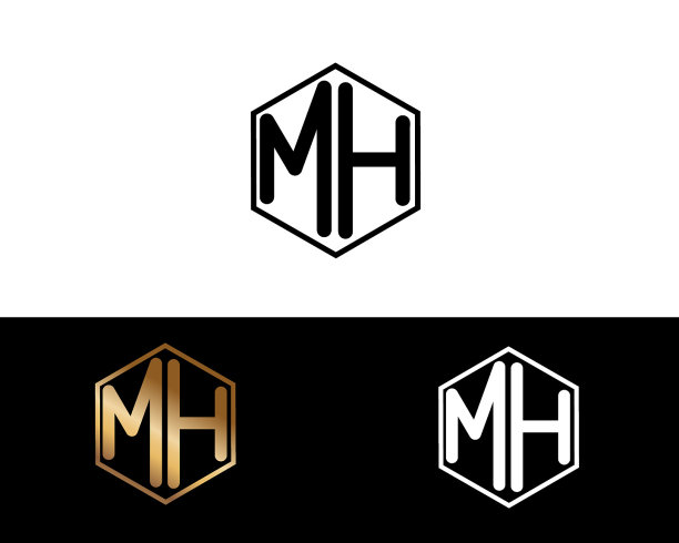 MH形状字母设计图片下载