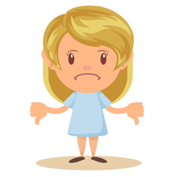 美丽的年轻金发女孩悲伤，使拇指向下手势与双手图片下载