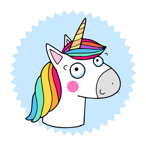 可爱的矢量插图的有趣的独角兽。可爱的神奇动物吉祥物。图片下载