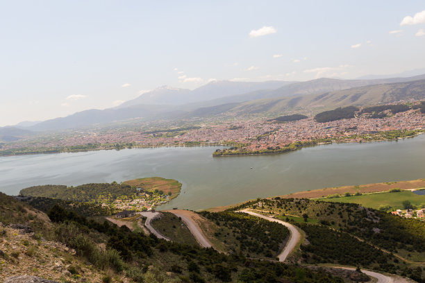 约阿尼纳城市和湖泊全景照片的春天时间希腊图片下载