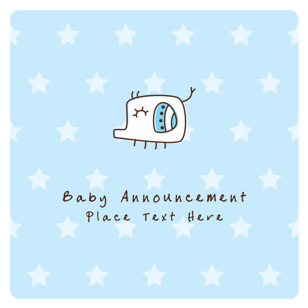 可爱的小象宝宝来到预告卡向量图片下载