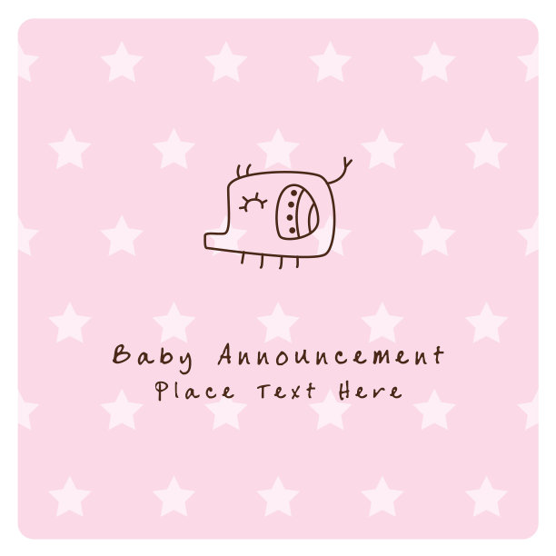 可爱的大象宝贝女孩到来预告卡向量图片下载