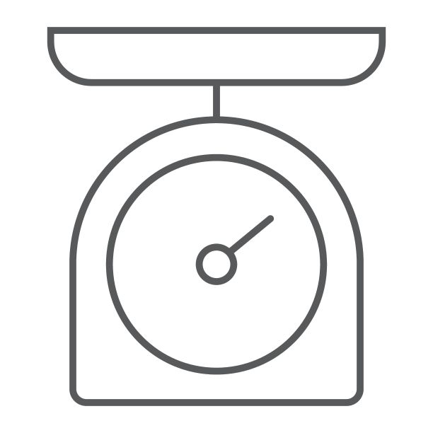 厨房标尺细线图标，厨房和烹饪，重量符号矢量图形，白色背景上的线性图案，eps 10。图片下载