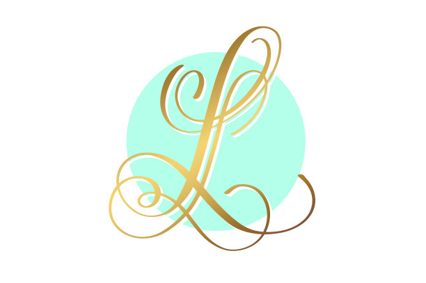 金字书法字母圆蓝色背景图片下载