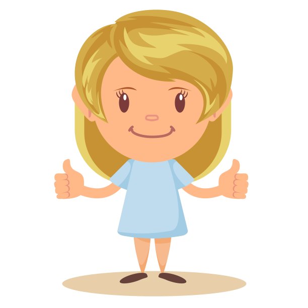 美丽的金发女孩开心地微笑，双手竖起大拇指图片下载