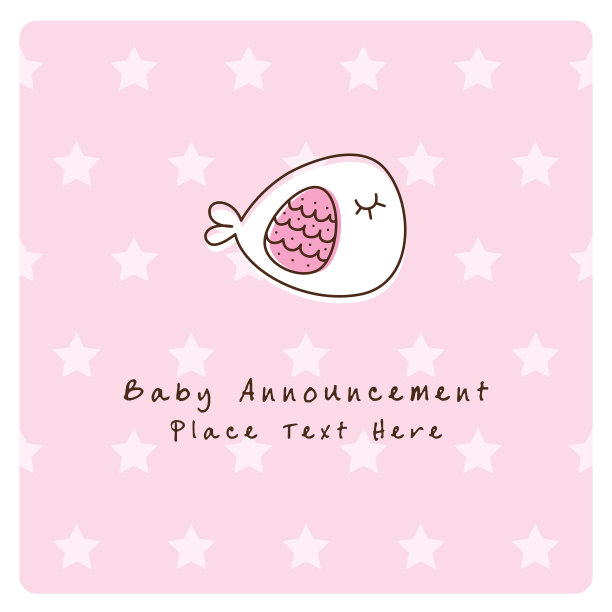 可爱的鲸鱼鱼宝贝女孩到来通告卡向量图片下载