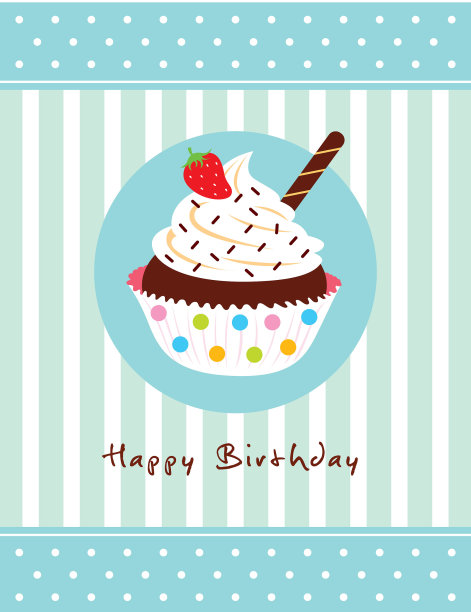 美味的松饼纸杯蛋糕贺卡向量图片下载