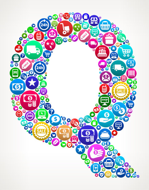 信Q购物和电子商务图标模式图片下载