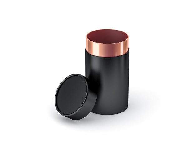 打开黑色纸管与黄金纸板锡罐模型图片下载