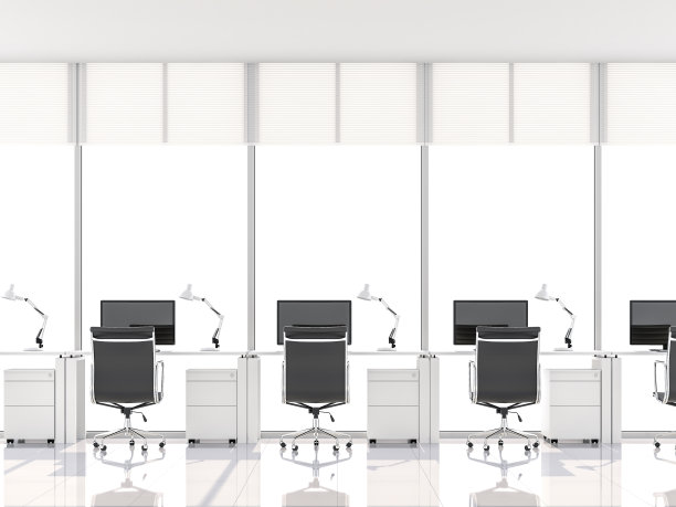 简约风格带凸窗的办公室3D渲染图片下载