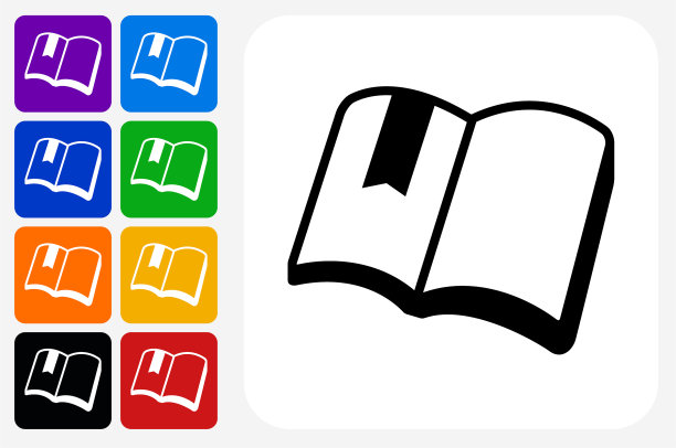 书籍和书签图标方形按钮集图片下载