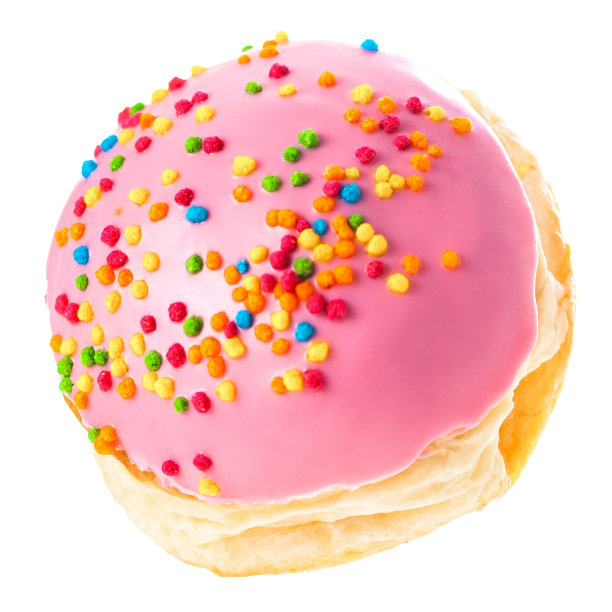 早餐茶用的甜甜甜圈，白色背景图片下载