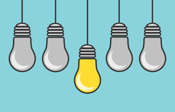 闪光灯泡最好的想法概念，股票矢量插图图片下载