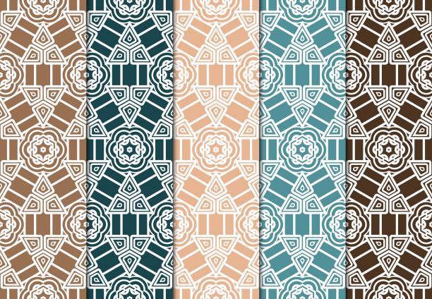 一套无缝ART DECO图案与手绘纹理。Orname图片下载