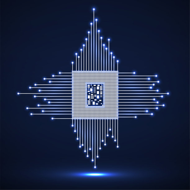 Cpu。微处理器。微芯片。霓虹灯技术象征图片下载