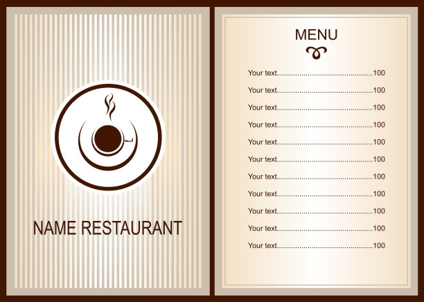 咖啡或茶菜单。咖啡厅的菜单。餐厅的宣传册模板。矢量图像。图片下载