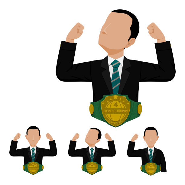 一套商人与冠军带上透明的背景图片下载