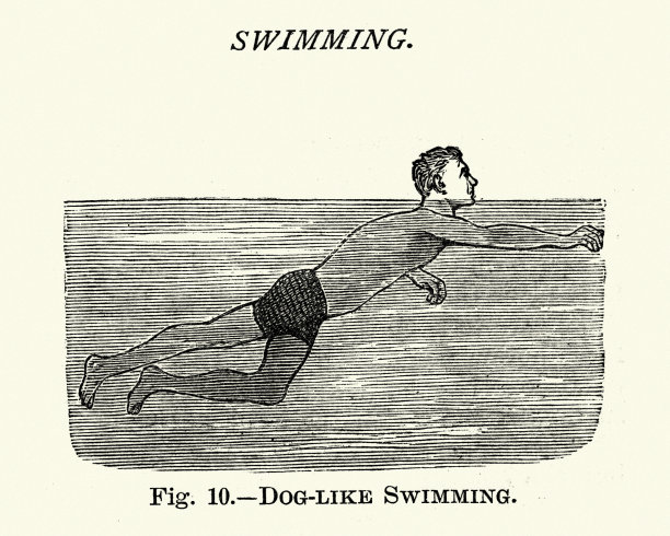 维多利亚时代的运动，狗刨式游泳图片下载