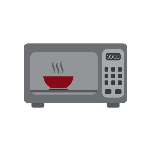 微波炉与碗内矢量图标颜色图片下载