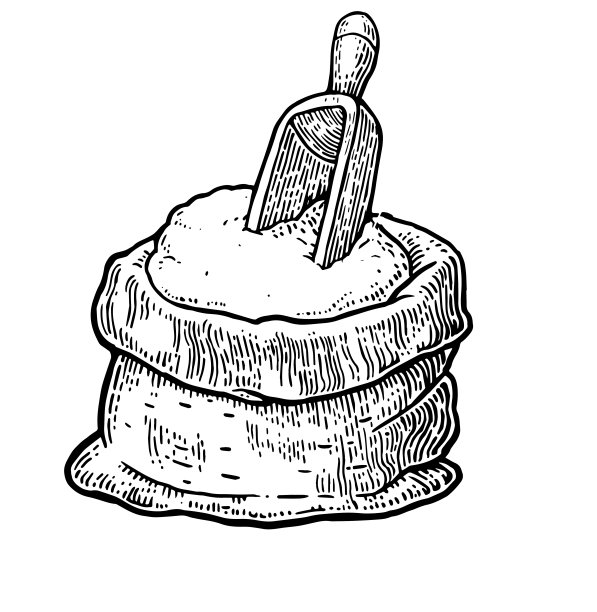 装上面粉。手绘素描风格。复古黑色矢量雕刻插图标签，网，剥皮面包店。在白色背景上隔离图片下载